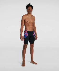 Speedo - Men's Jammer Allover Digital V-Cut Black/Red
