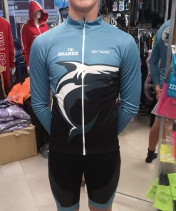 Orca - Mens Trisuit Custom Long Sleeved TriSharks Cycle Jersey