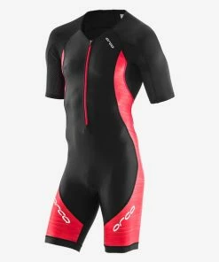 Orca - Mens Trisuit Core Short Sleeve Race Suit Black/Orange